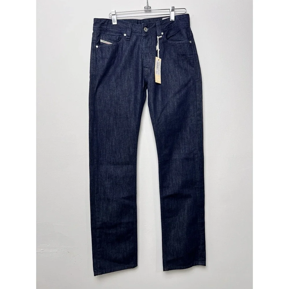 New Men's Diesel Viker Regular Straight Jeans 27 X 32 Button Fly Denim Dark Blue
